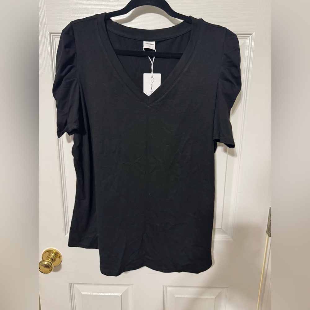 Divided Black Ruffled Short Sleeve T-Shirt